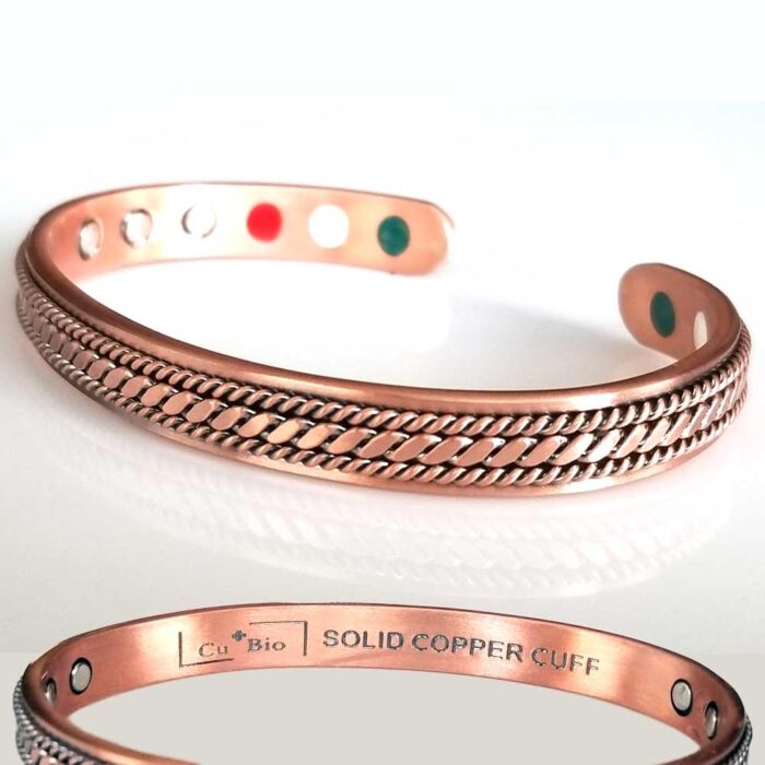 Copper Magnetic Bracelet Bangle 4in1 Bio Cu+Bio Men Women Braided