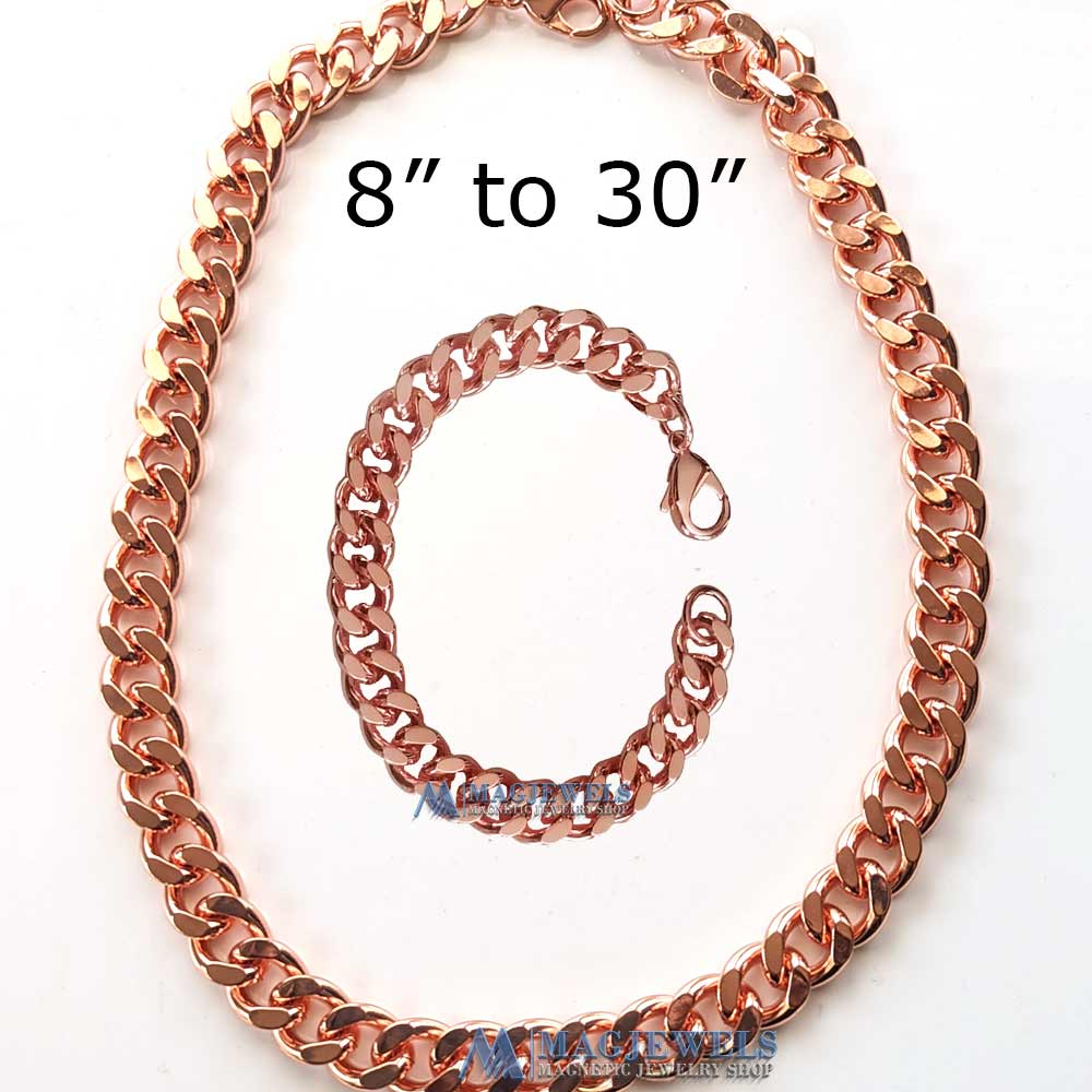Solid Copper 1/4 of an inch wide Men's 8 1/2 Inch Link Bracelet CB633G. 