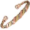 Copper Magnetic Bracelet Bangle 3 Tone Gold Silver Men Women 7"/7.5"