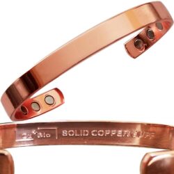 Copper Magnetic Bracelet Bangle 8mm 6.75" Men Women Cu+Bio