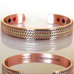 Magnetic Bracelet Bangle 3 Tone Silver Gold Men Women Vishachi