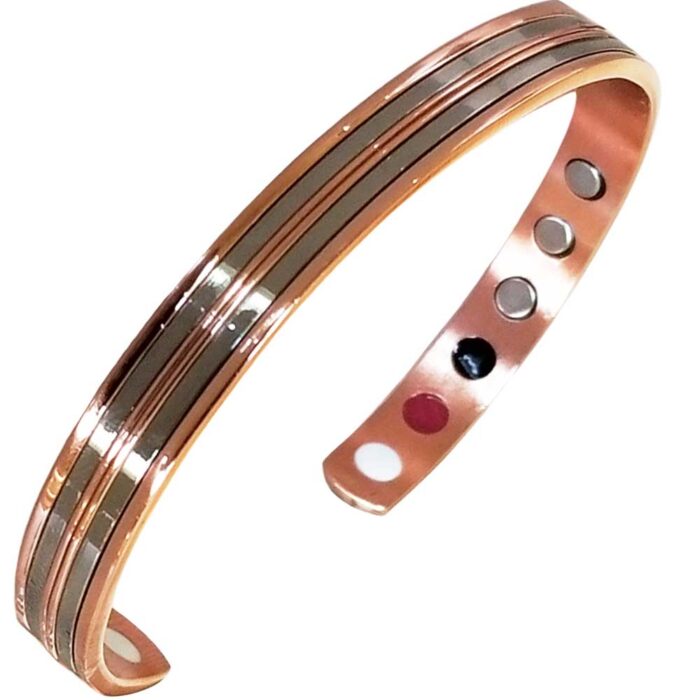 Copper Magnetic Bracelet Bangle Men Women 2 Tone Cu+Bio