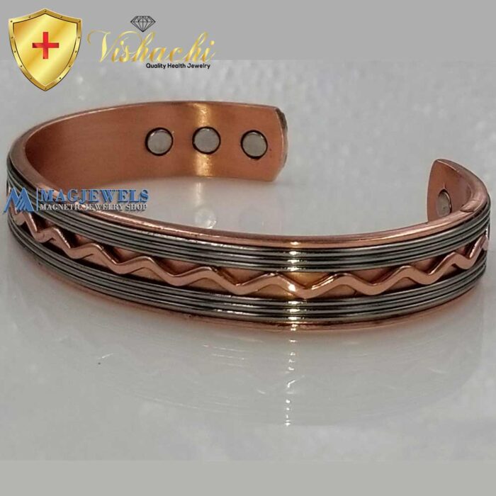 Copper Magnetic Bracelet Bangle 2 Tone 7" Men Women