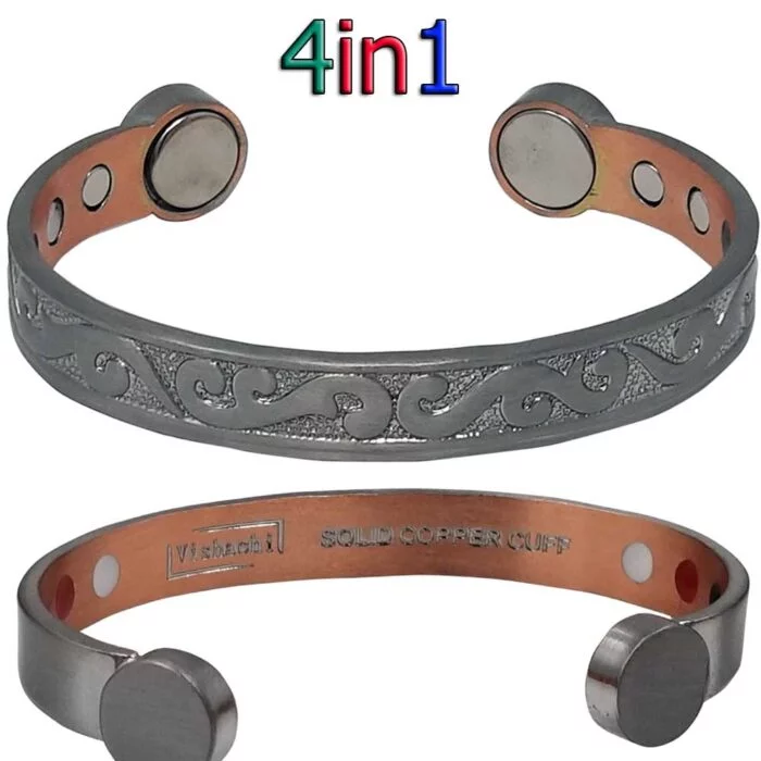 Copper Magnetic Bracelet Bangle Celtic Silver Women 12 Bio Vishachi