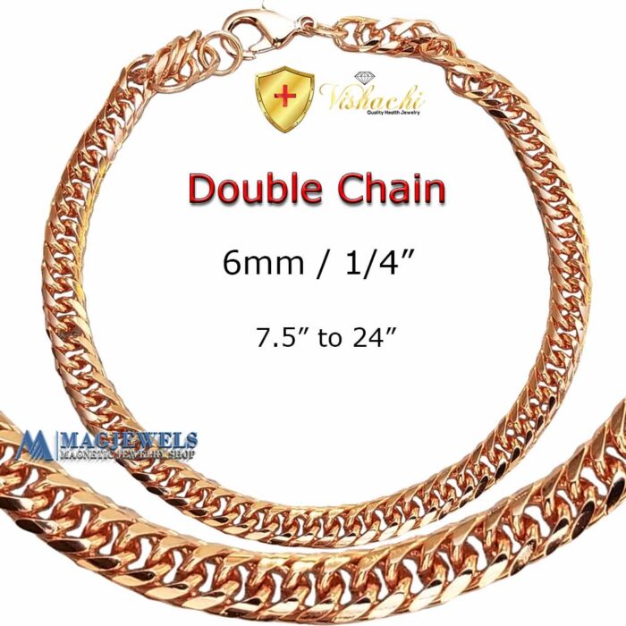 Chain Necklace Bracelet Anklet Pure Solid Copper 6 mm Men Women