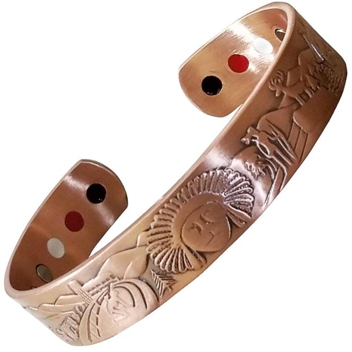 Copper Magnetic Bracelet Bangle Indian Mohawk 12 Bio Magnets Vishachi