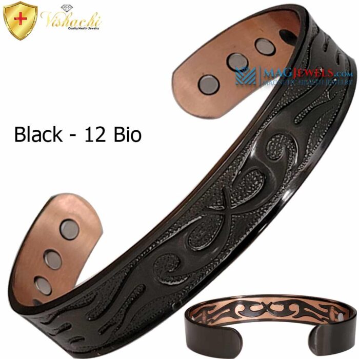 Solid Copper Magnetic Bracelet Samurai Warrior 12 Bio Black