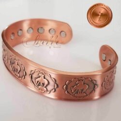 COPPER MAGNETIC BANGLE BRACELET, SOLID & PURE, HORSE END OF TRAIL CB29