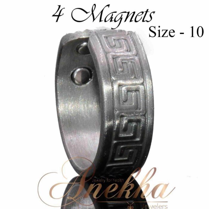 GREEK SILVER COPPER RING, VINTAGE SILVER MAGNETIC WIDE 4 MAGS SIZE 8-11 ARTHRITIS CX20