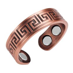 COPPER MAGNETIC RING, GREEK KEY 4 MAGS SIZE 7-10 ARTHRITIS