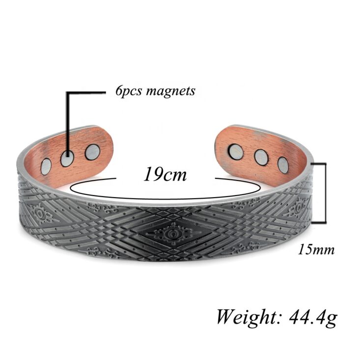 Chunky Magnetic Bracelet Bangle Solid Copper Hatched Vishachi