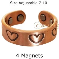 HEART COPPER MAGNETIC RING, VINTAGE 4 MAGS SIZE 7-10 ARTHRITIS CX25