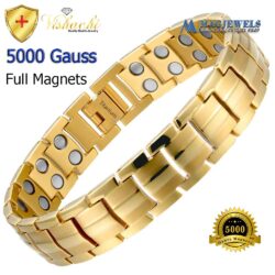 Titanium Magnetic Bracelet for Men 5000 Gauss Gold Vishachi