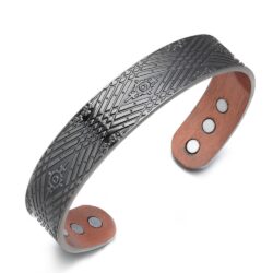 Chunky Magnetic Bracelet Bangle Solid Copper Hatched Vishachi