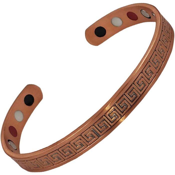 Magnetic Bracelet Bangle Solid Copper Greek Key 4in1 Bio Vishachi