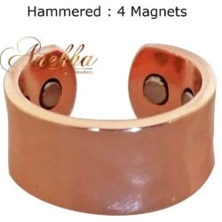 SHINY HAMMERED MAGNETIC RING, VINTAGE 4 MAGS SIZE 6-10 ARTHRITIS MEN CX29