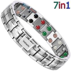 Magnetic Bracelet for Men Silver Titanium 7in1 bio Vishachi