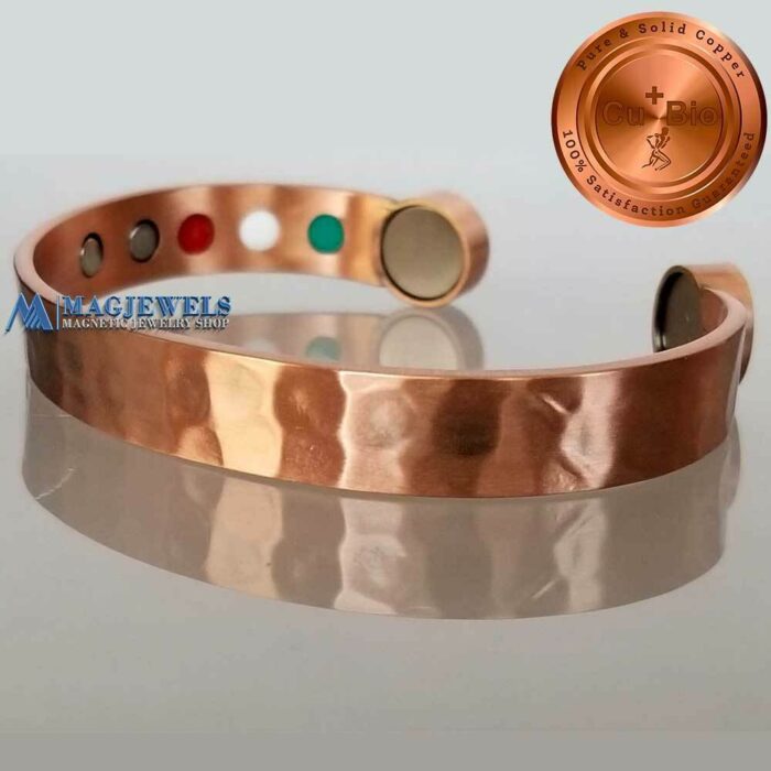 Magnetic Bracelet Bangle Hammered 4in1 Bio Vishachi Men Women Pure Solid Copper