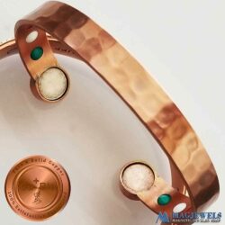 Magnetic Bracelet Bangle Hammered 4in1 Bio Vishachi Men Women Pure Solid Copper
