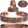 Skull Magnetic Bracelet Bangle Solid Copper 4in1 Bio Ring