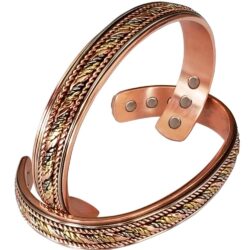 Copper Magnetic Bracelet Bangle 3 Tone Men Women Vishachi