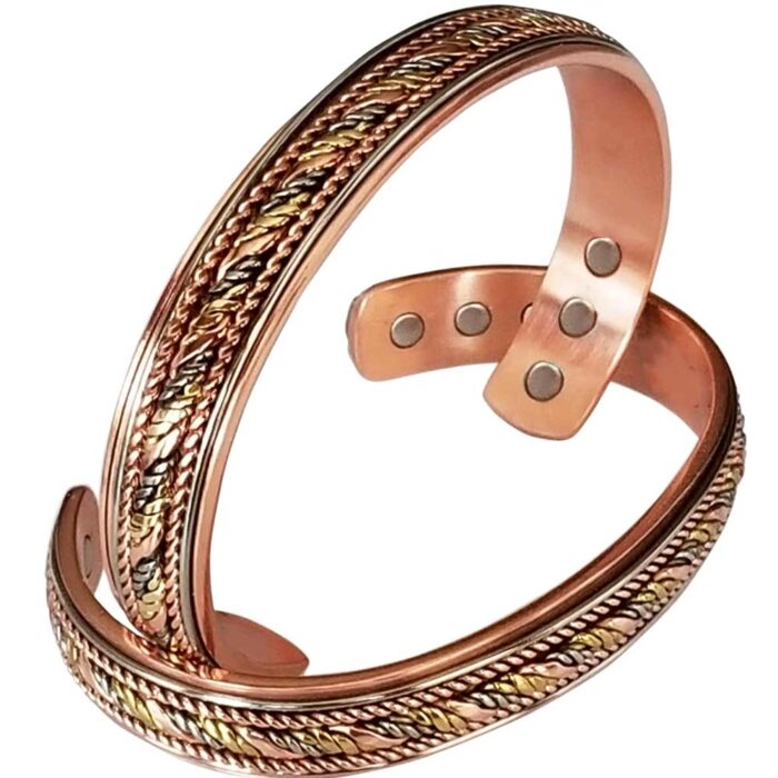 Copper Magnetic Bracelet Bangle 3 Tone Men Women Vishachi