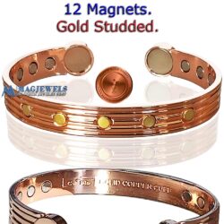 Copper Magnetic Bracelet Bangle Gold Studded 12 Mags