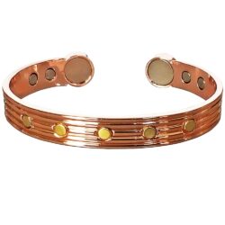 Copper Magnetic Bracelet Bangle Gold Studded 6 Mags
