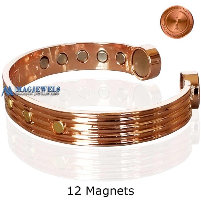 Copper Magnetic Bracelet Bangle Gold Studded 12 Mags