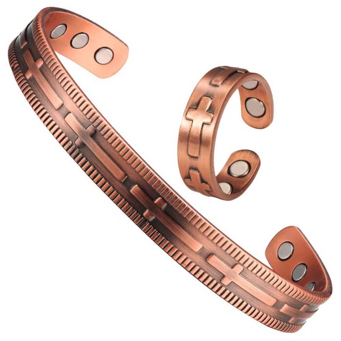 Cross Magnetic Bracelet Bangle Solid Copper