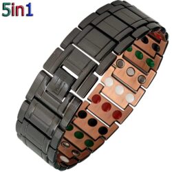 Magnetic Bracelet 5in1 Bio Wide Solid Copper 21mm Black