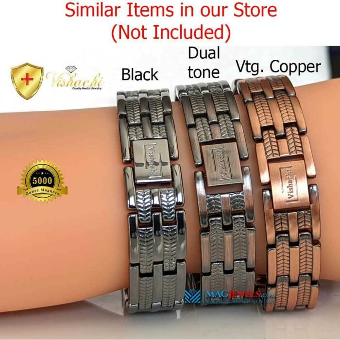Copper Magnetic Bracelet Men Women Vishachi 5in1 Bio 5000G Black