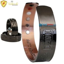 4in1 Bio Magnetic Bracelet Bangle Men Solid Copper Cross Arthritis Black