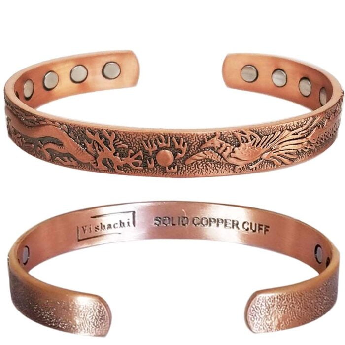 Copper Magnetic Bracelet Phoenix Dragon 12 Mags XL/7.5" Men Women