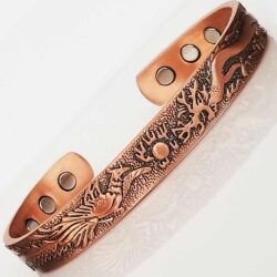 Copper Magnetic Bracelet Phoenix Dragon M-L 6.75" Men Women