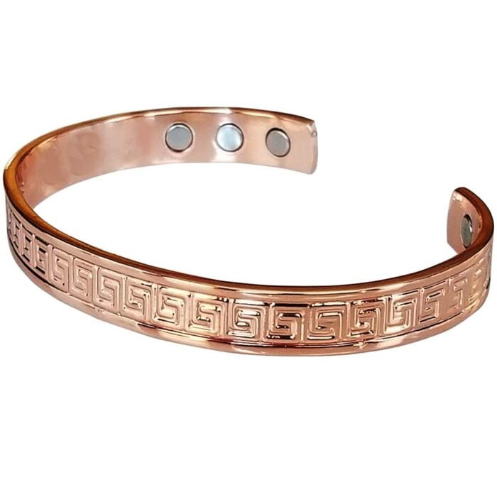 Copper Magnetic Bracelet Bangle Greek Key 6 Mags Vishachi