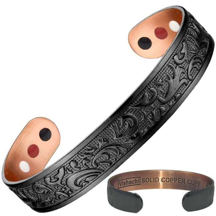 Solid Copper Magnetic Bracelet Black Celtic Viking 12 Bio Vishachi