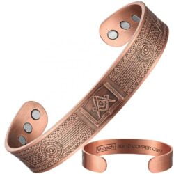 Magnetic Bracelet Bangle Solid Copper Masonic Free Mason Men Vishachi