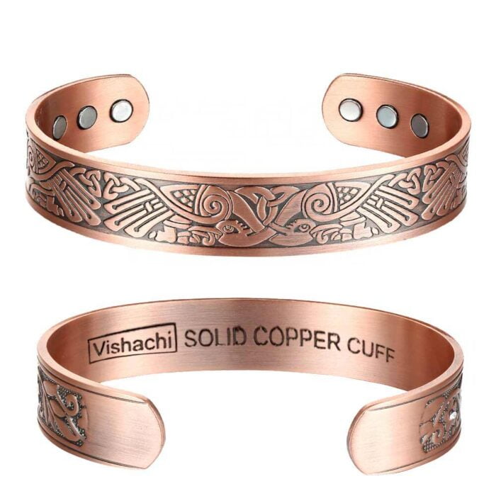 Solid Copper Magnetic Bracelet Celtic Swan Viking Vishachi