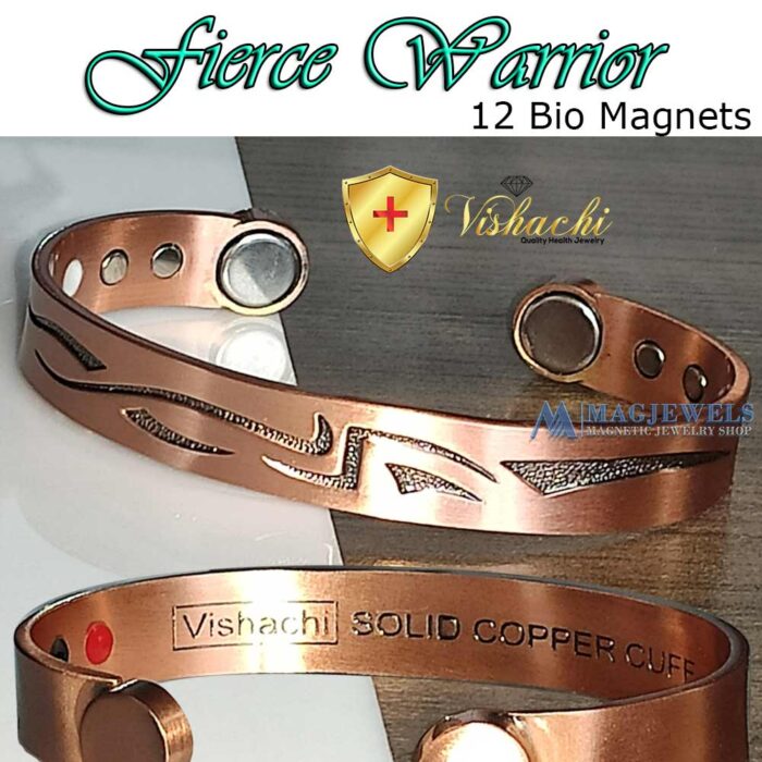 Solid Copper Magnetic Bracelet Fierce Warrior 12 Bio Vishachi