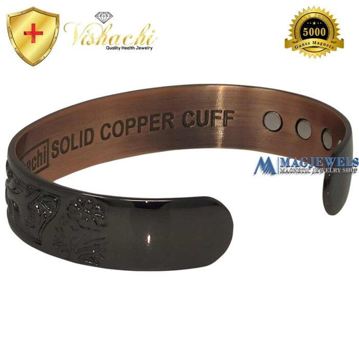 Solid Copper Magnetic Bracelet Black Celtic Viking 12 Bio Vishachi