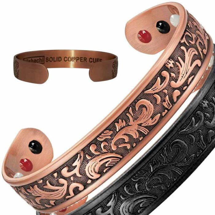Solid Copper Magnetic Bracelet Choice Black Celtic Viking 12 Bio Vishachi