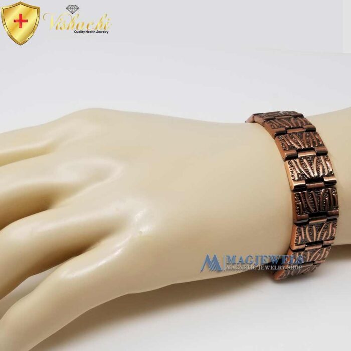 4in1 Bio Wide Pure Solid Copper Magnetic Bracelet for Men Vishachi