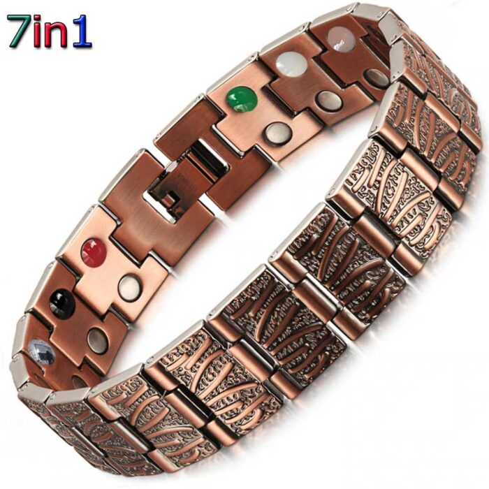 7in1 Bio 5000 Gauss Wide Pure Solid Copper Magnetic Bracelet for Men Vishachi