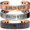 Vishachi 4in1, 12 Bio Copper Magnetic Bangle Bracelet Men Jesus Cross Silver Black