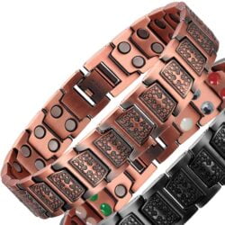 7in1 Magnetic Bracelet for Men Solid Copper Jesus Cross Christian Black