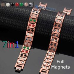 7in1 Magnetic Bracelet for Men Solid Copper Jesus Cross Christian Black